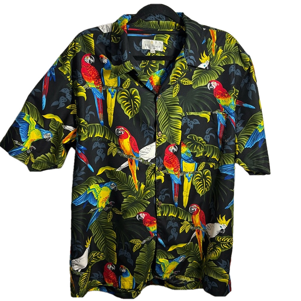 Bill Blass Hawaiian parrot shirt
